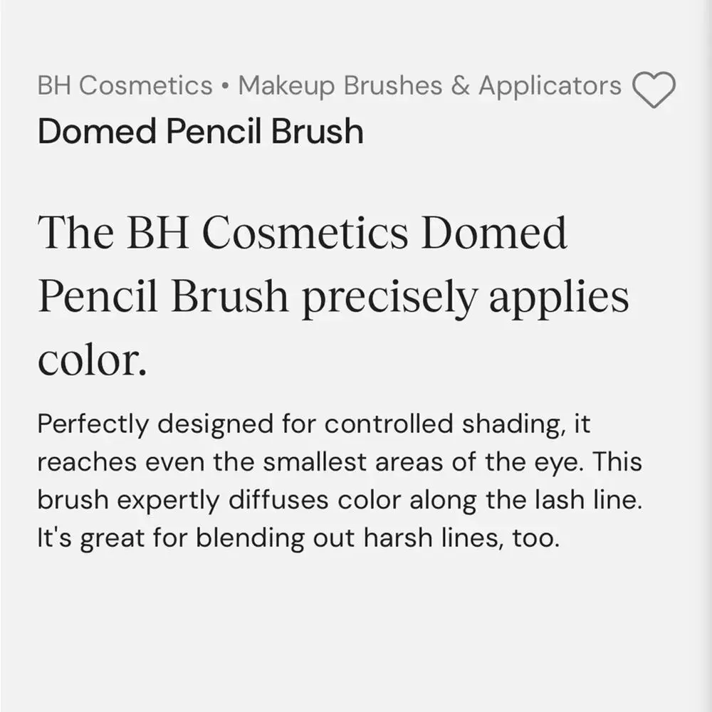 NWT bh cosmetics domed pencil brush for eye shadow